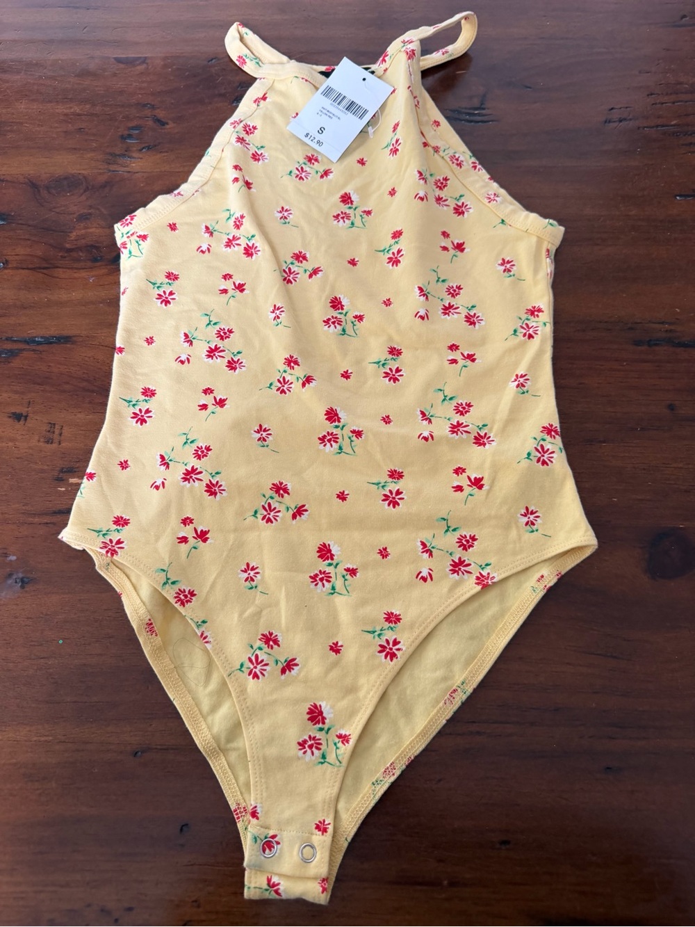 Forever 21 Yellow Floral Tank Bodysuit